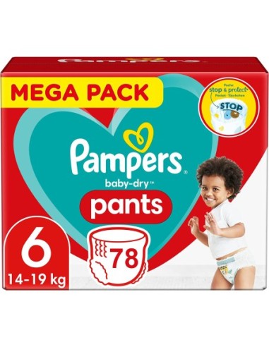 PAMPERS PANTS TAILLE 6 BABY-DRY COUCHES-CULOTTES 78 COUCHES