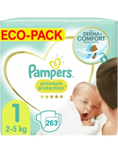 PAMPERS PREMIUM-PROTECTION TAILLE 1 263 COUCHES (2-5 KG)