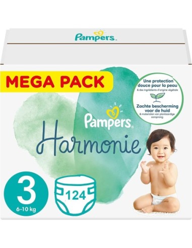 PAMPERS HARMONIE TAILLE 3 124 COUCHES (6-10 KG)