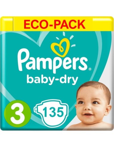 PAMPERS BABY-DRY TAILLE 3 135 COUCHES (6-10 KG)