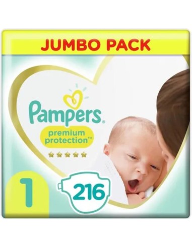 PAMPERS TAILLE 1 216 COUCHES PREMIUM PROTECTION