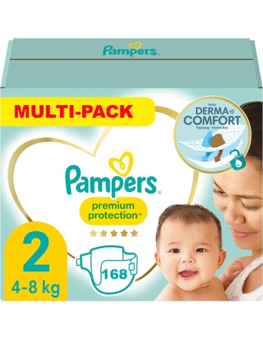 PAMPERS PREMIUM PROTECTION TAILLE 2 168 COUCHES (4-8 KG)