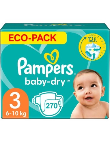 PAMPERS BABY-DRY TAILLE 3 270 COUCHES (6-10 KG)