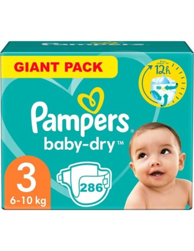 PAMPERS BABY-DRY TAILLE 3 286 COUCHES (6-10 KG)