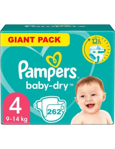 PAMPERS BABY-DRY TAILLE 4 262 COUCHES (9-14 KG)