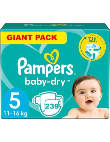 PAMPERS BABY-DRY TAILLE 5 239 COUCHES (11-16 KG)