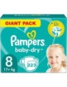 PAMPERS BABY DRY TAILLE 8 223 COUCHES + 17KG