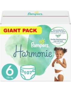 PAMPERS HARMONIE TAILLE 6 107 COUCHES (13-18 KG)