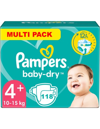 PAMPERS BABY-DRY TAILLE 4 PLUS 118 COUCHES (10-15 KG)