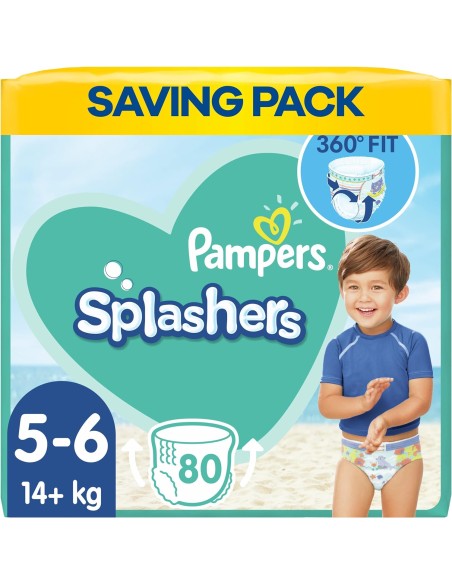 PAMPERS SPLASHERS TAILLE 5-6 80 COUCHES MAILLOT