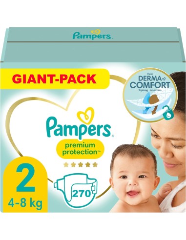 PAMPERS PREMIUM PROTECTION TAILLE 2 270 COUCHES (4-8 KG)