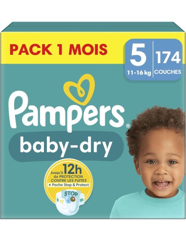 PAMPERS BABY-DRY TAILLE 5 174 COUCHES (11-16 KG)