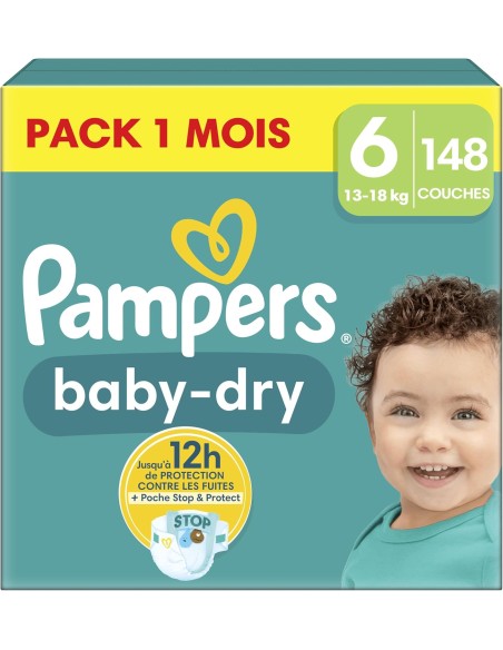 PAMPERS BABY-DRY TAILLE 6 148 COUCHES (13-18 KG)