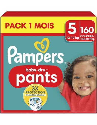 PAMPERS PANTS TAILLE 5 BABY-DRY COUCHES-CULOTTES 160 COUCHES (12-17 KG)