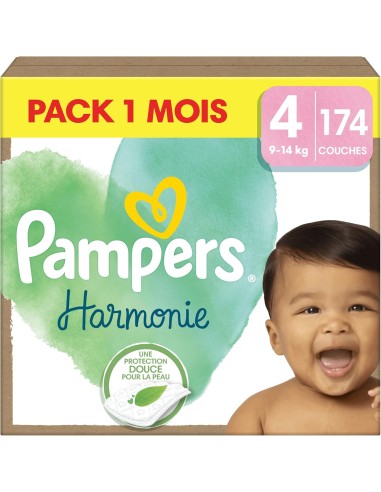 PAMPERS HARMONIE TAILLE 4 174 COUCHES (9-14 KG)