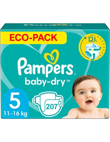 PAMPERS BABY-DRY TAILLE 5 207 COUCHES (11-16 KG)