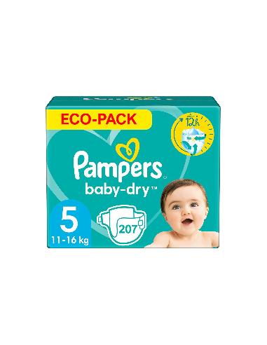 PAMPERS BABY-DRY TAILLE 5 207 COUCHES (11-16 KG)