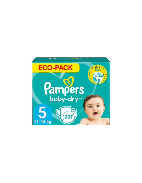 PAMPERS BABY-DRY TAILLE 5 207 COUCHES (11-16 KG)