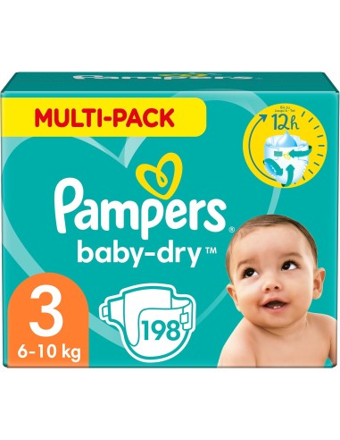 PAMPERS BABY-DRY TAILLE 3 198 COUCHES (6-10 KG)