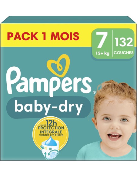 PAMPERS BABY-DRY TAILLE 7 132 COUCHES