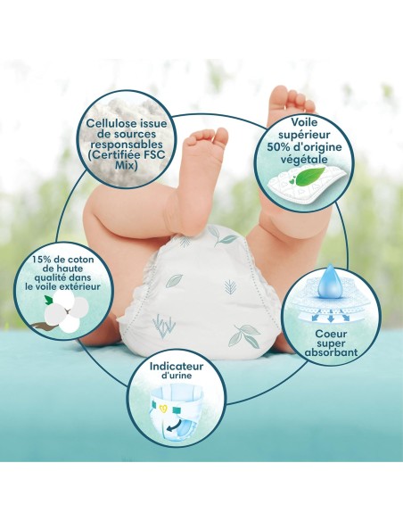 PAMPERS HARMONIE TAILLE 1 180 COUCHES (2-5 KG)