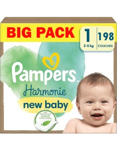 PAMPERS HARMONIE TAILLE 1 198 COUCHES (2-5 KG)