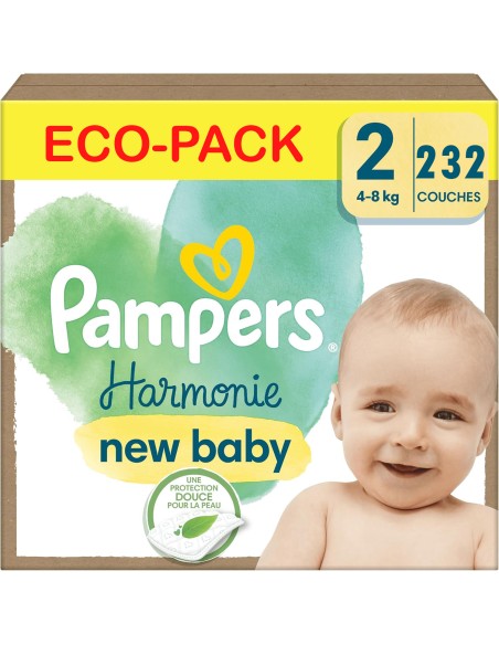 PAMPERS HARMONIE TAILLE 2 232 COUCHES (4-8 KG)