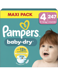 PAMPERS BABY-DRY TAILLE 4 247 COUCHES MAXI PACK (9-14 KG)