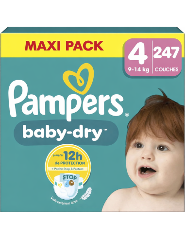 PAMPERS BABY-DRY TAILLE 4 247 COUCHES MAXI PACK...