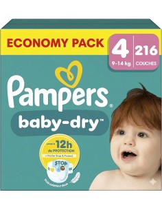 PAMPERS BABY-DRY TAILLE 4 216 COUCHES ECONOMY PACK (9-14 KG)