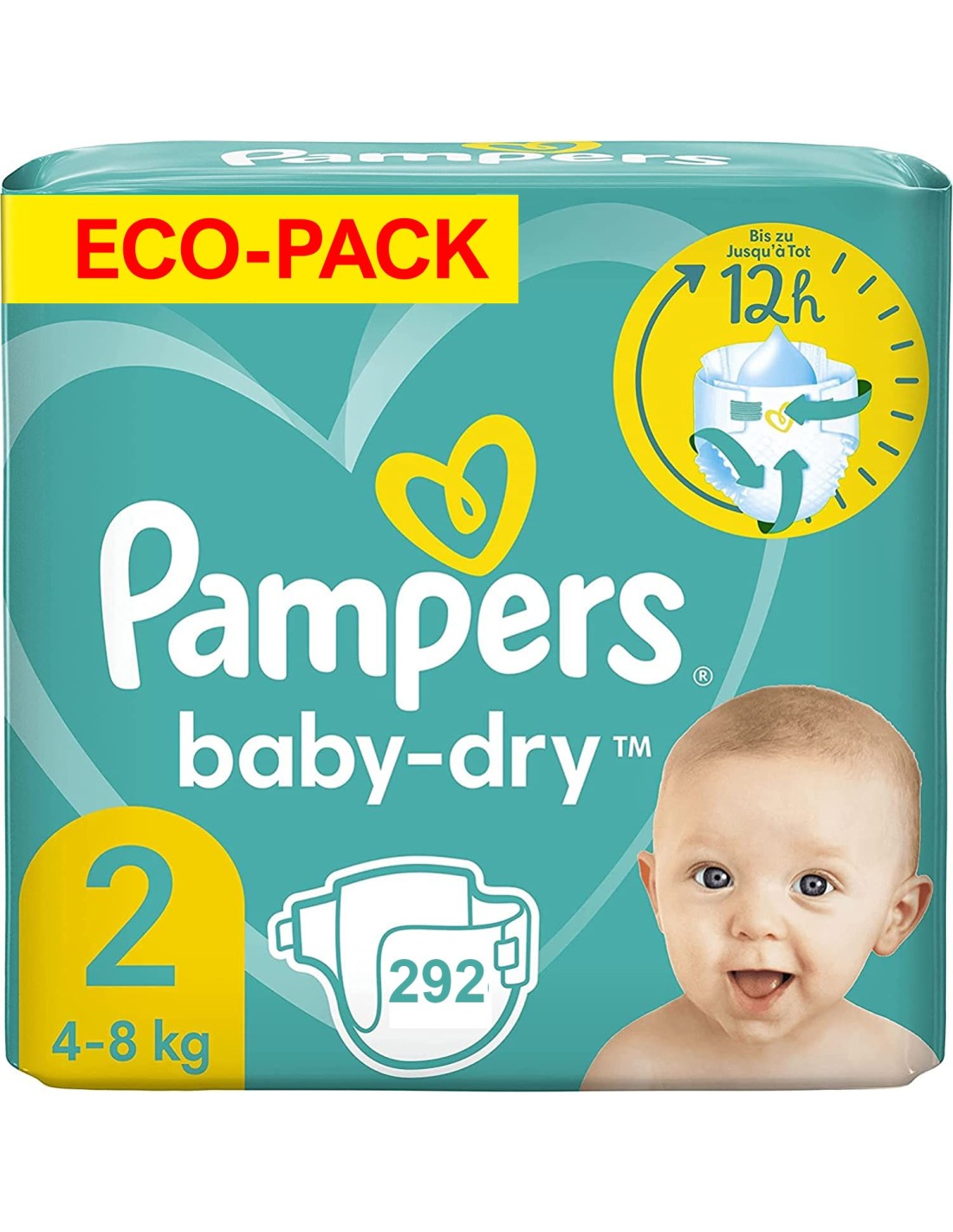 Pampers Bébé Couches Taille 2 (4-8 kg), Baby-Dry, 62 Couches, Jusqu'à 12h  Bien Au Sec et Avec Double-Barrière Anti-Fuites : : Bébé et  Puériculture