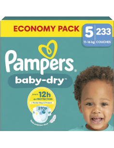 PAMPERS BABY-DRY TAILLE 5 233 COUCHES ECONOMY PACK 11-16 KG