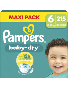 PAMPERS BABY-DRY TAILLE 6 215 COUCHES MAXI PACK 10-15 KG...