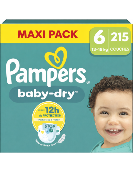 PAMPERS BABY-DRY TAILLE 6 215 COUCHES MAXI PACK 10-15 KG 13-18 KG