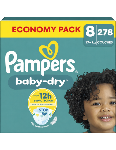 PAMPERS BABY DRY TAILLE 8 278 COUCHES ECONOMY...