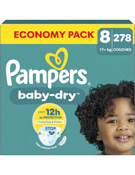 PAMPERS BABY DRY TAILLE 8 278 COUCHES ECONOMY PACK + 17KG