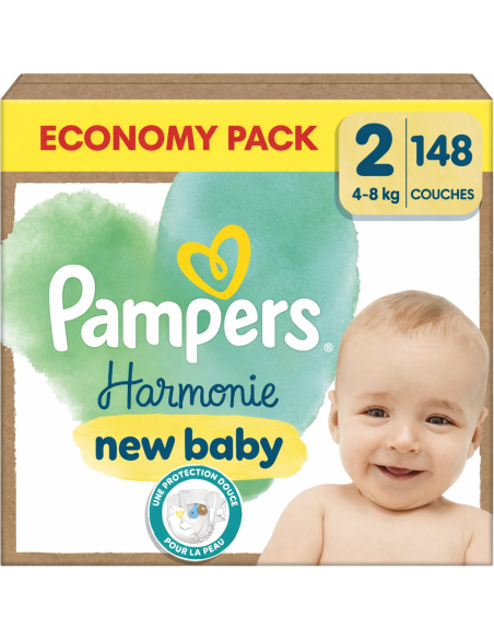 PAMPERS HARMONIE TAILLE 2 148 COUCHES ECONOMY PACK 4-8 KG