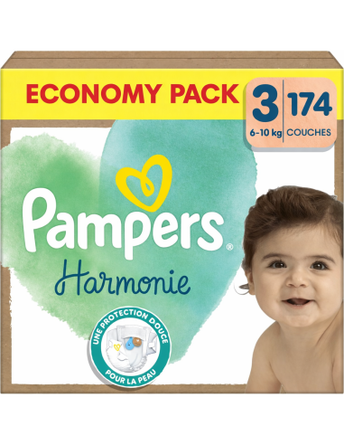 PAMPERS HARMONIE TAILLE 3 174 COUCHES ECONOMY...
