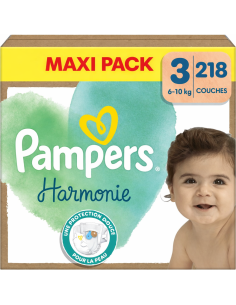 PAMPERS HARMONIE TAILLE 3 218 COUCHES MAXI PACK 6-10 KG