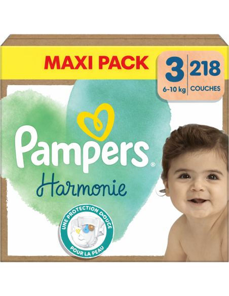 PAMPERS HARMONIE TAILLE 3 218 COUCHES MAXI PACK 6-10 KG