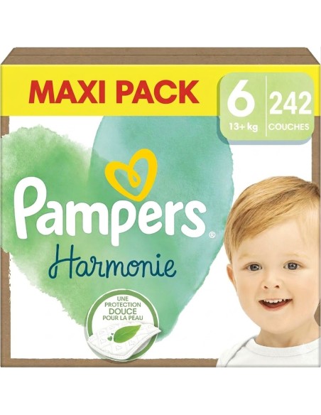 PAMPERS HARMONIE TAILLE 6 242 COUCHES MAXI PACK 13-18 KG