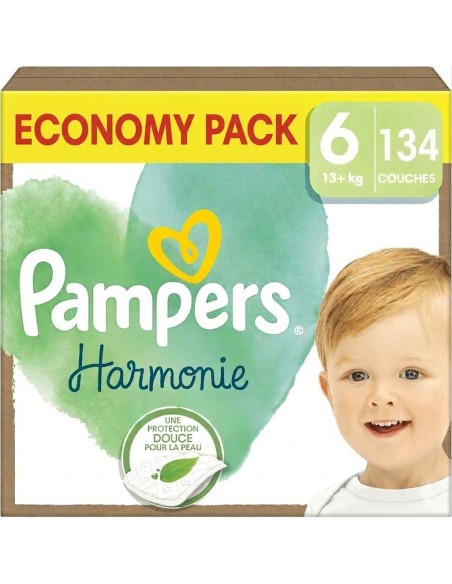PAMPERS HARMONIE TAILLE 6 134 COUCHES ECONOMY PACK 13-18 KG
