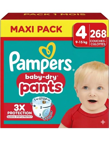 PAMPERS PANTS TAILLE 4 BABY-DRY 268 COUCHES...