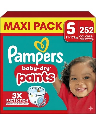 PAMPERS PANTS TAILLE 5 BABY-DRY 252 COUCHES...