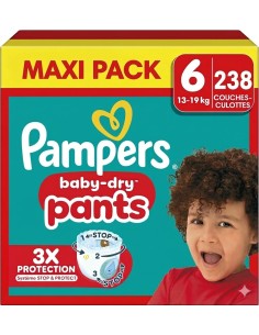 PAMPERS PANTS TAILLE 6 BABY-DRY 238 COUCHES CULOTTES MAXI...