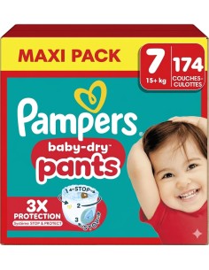 PAMPERS PANTS TAILLE 7 BABY-DRY 174 COUCHES CULOTTES MAXI...