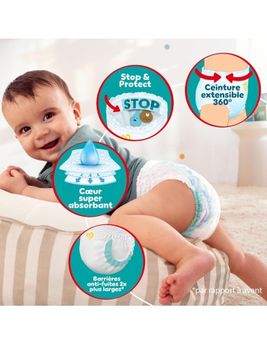PAMPERS PANTS TAILLE 8 BABY-DRY 155 COUCHES...