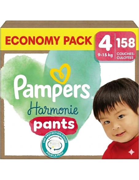 PAMPERS PANTS TAILLE 4 HARMONIE 158 COUCHES CULOTTES ECONOMY PACK 9-15 KG
