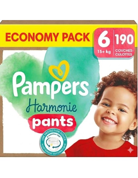 PAMPERS PANTS TAILLE 6 HARMONIE 190 COUCHES CULOTTES ECONOMY PACK 15+ kg
