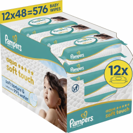 PAMPERS AQUA SOFT TOUCH LINGETTES 12X48 576 LINGETTES